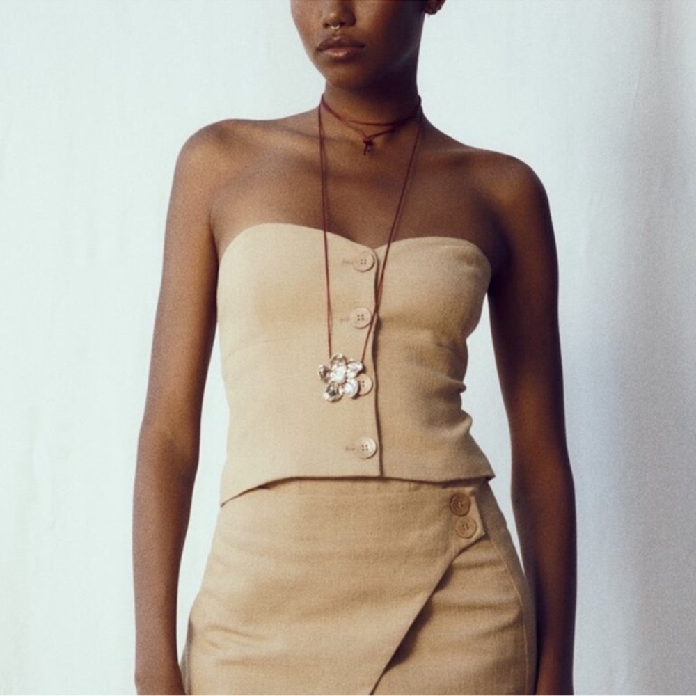 Zara Tan Strapless Bustier